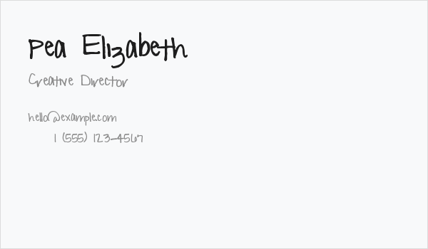 Pea Elizabeth Business Card