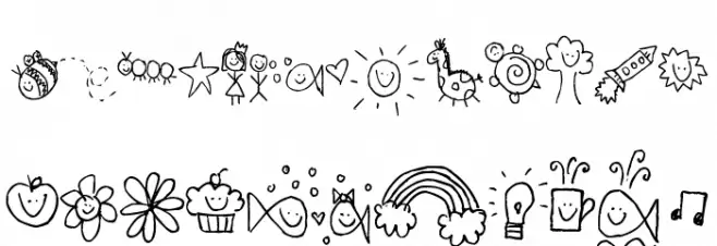 Pea Fruit Salad Doodles Шрифта ВЕРХНИЙ
