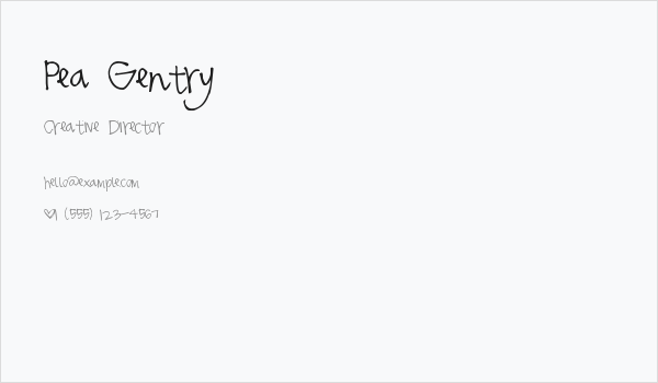 Pea Gentry Business Card