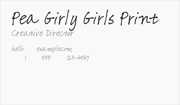 Pea Girly Girls Print Business Card