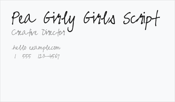 Pea Girly Girls Script Business Card