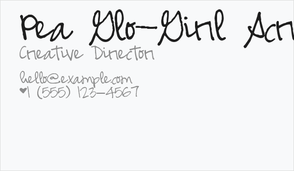 Pea Glo-Girl Script Business Card