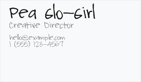 Pea Glo-Girl Business Card