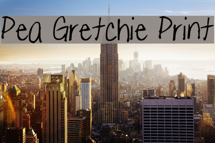 Pea Gretchie Print Font examples