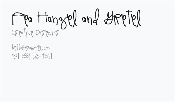 Pea Hanzel and Gretel Business Card