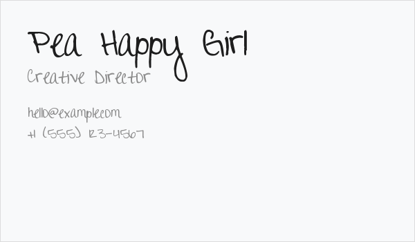 Pea Happy Girl Business Card