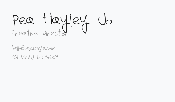 Pea Hayley Jo Business Card