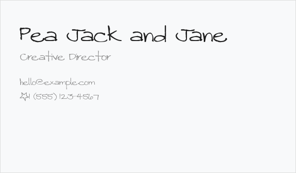 Pea Jack and Jane Business Card