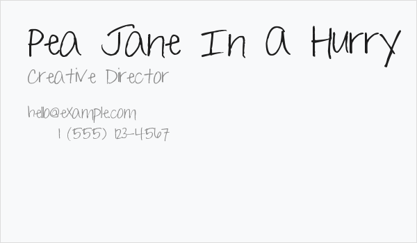 Pea Jane In A Hurry Business Card