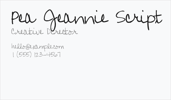 Pea Jeannie Script Business Card
