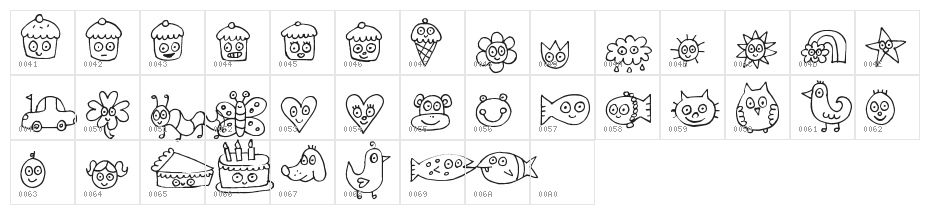 Pea Jelene's Doodles Character Map