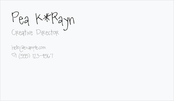 Pea K*Rayn Business Card