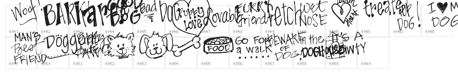 Pea KT Puppy Love Doodles Character Map