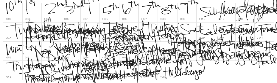 Pea Kadee's Calendar Character Map