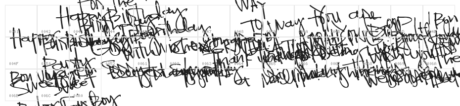 Pea Kadee's Greetings Character Map