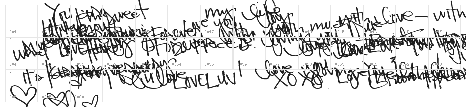 Pea Kadee's LOVE Sentiments Character Map