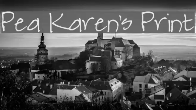 Pea Karen's Print Font examples