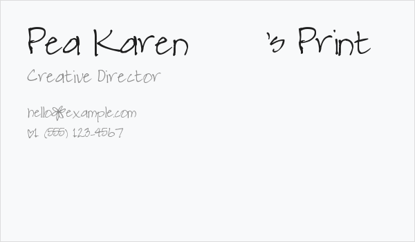 Pea Karen's Print Business Card