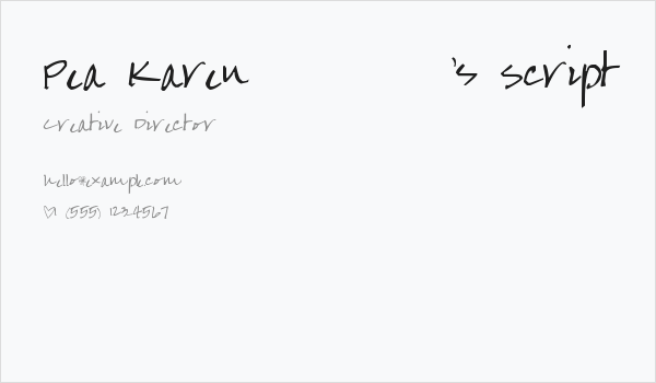 Pea Karen's Script Business Card