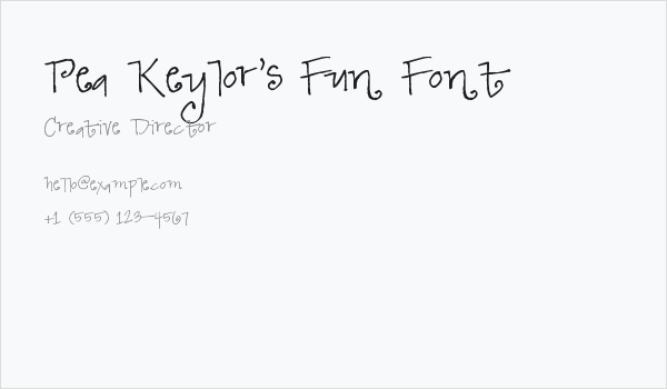 Pea Keylor's Fun Font Business Card