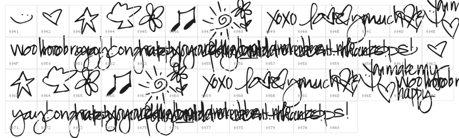 Pea Krystyne's Doodles Character Map