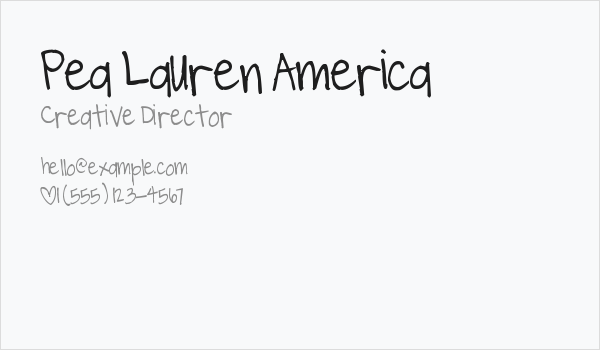 Pea Lauren America Business Card