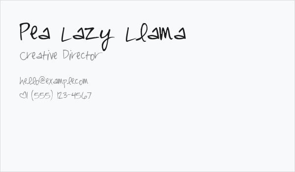 Pea Lazy Llama Business Card