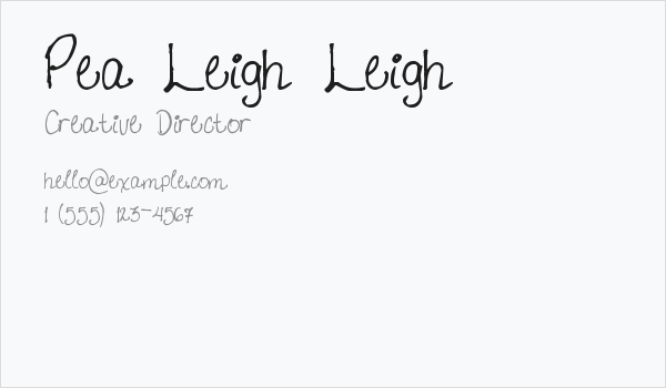Pea Leigh Leigh Business Card
