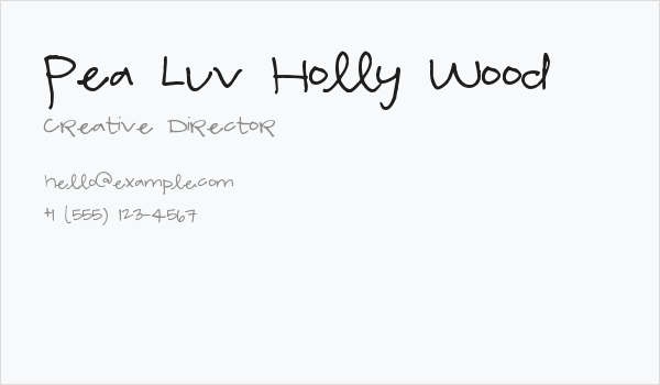 Pea Luv Holly Wood Business Card