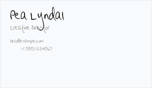 Pea Lyndal Business Card