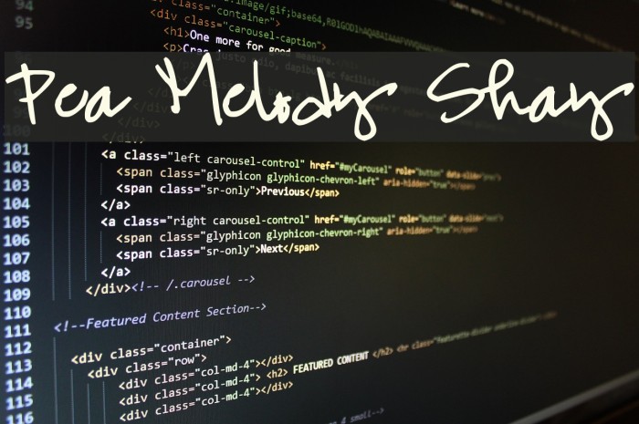 Pea Melody Shay Font examples