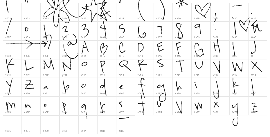 Pea Missing You Character Map