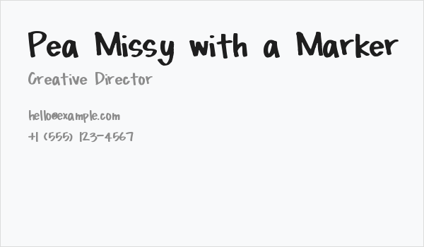 Pea Missy with a Marker Business Card