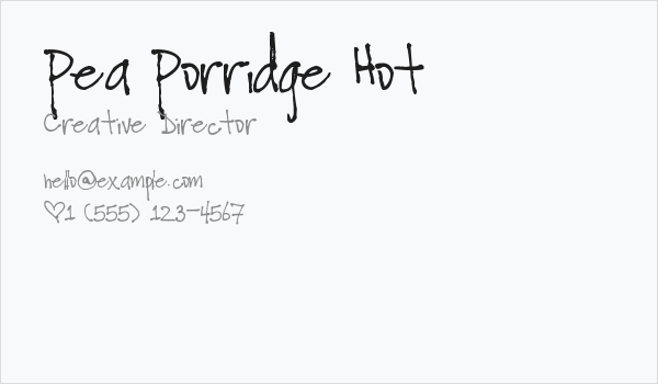 Pea Porridge Hot Business Card