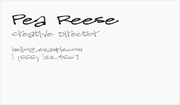 Pea Reese Business Card