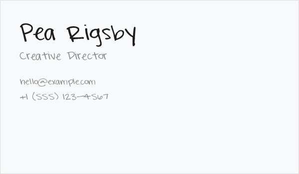 Pea Rigsby Business Card