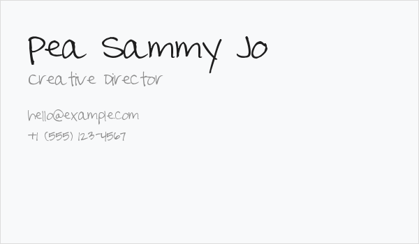 Pea Sammy Jo Business Card