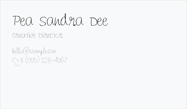 Pea Sandra Dee Business Card
