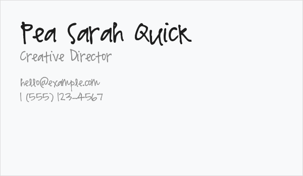 Pea Sarah Quick Business Card