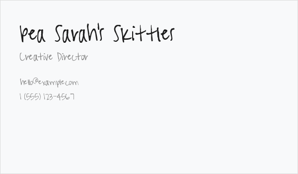 Pea Sarah's Skittles Business Card