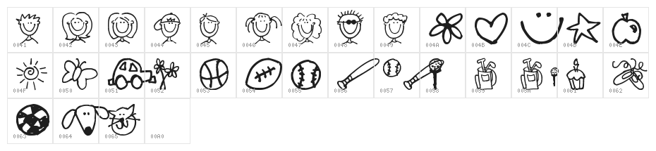 Pea Shelley Belley's Doodles Character Map