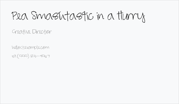 Pea Smashtastic in a Hurry Business Card