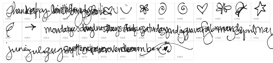 Pea Snoflake Doodles Character Map