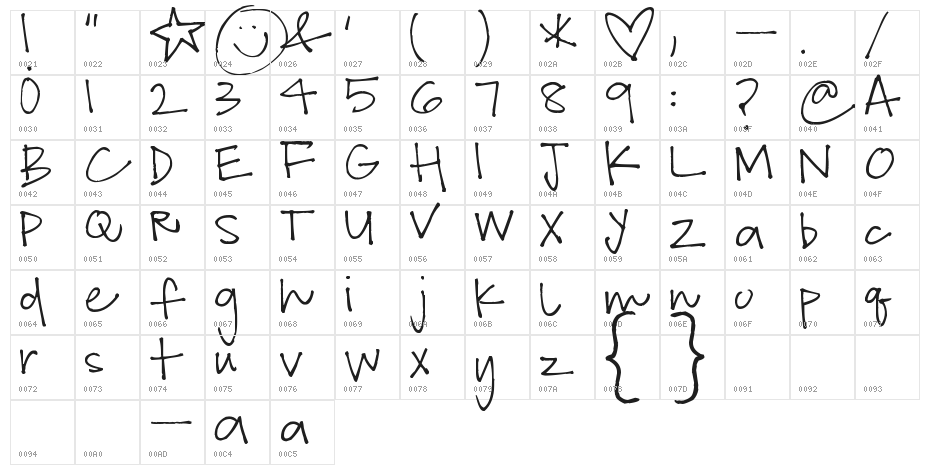 Pea Snow Character Map