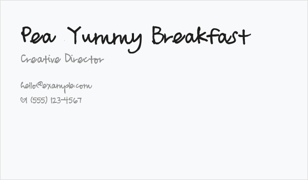 Pea Yummy Breakfast Business Card