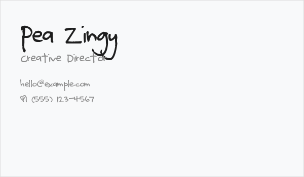 Pea Zingy Business Card