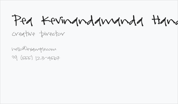 Pea kevinandamanda Handwriting Business Card