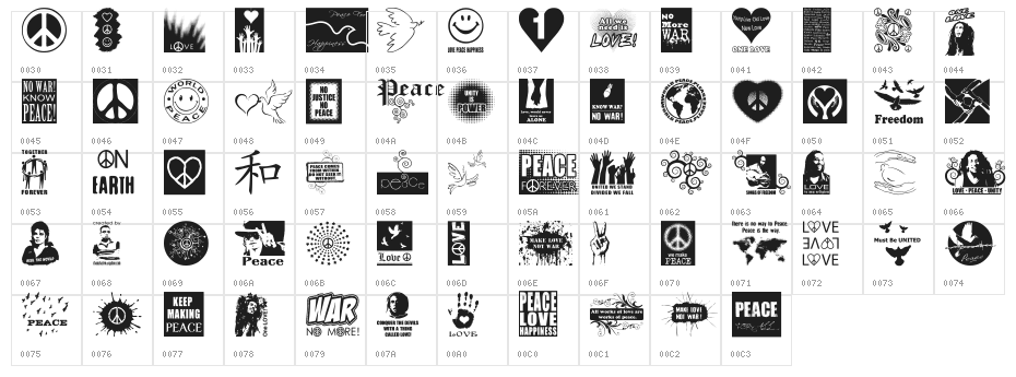 Peace FOREVER Character Map