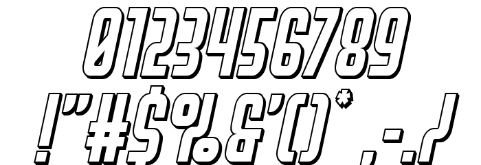 Peace & Houston 3D Italic Font OTHER CHARS