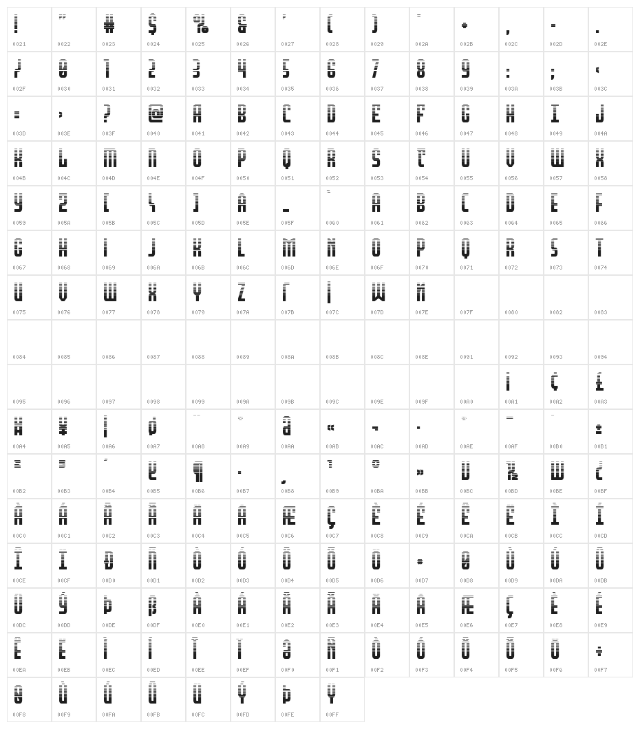 Peace & Houston Halftone Character Map